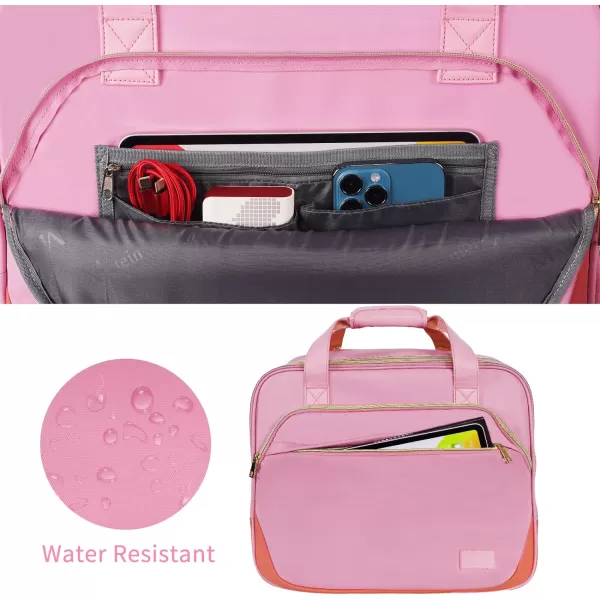 Rolling Briefcase for Women Large Rolling Laptop Bag with Wheels Fits 173 Inch Notebook Gifts for Office Women Water Resistance Teacher Work Computer Travel Carry on Weekender Bags on Wheel PinkPink