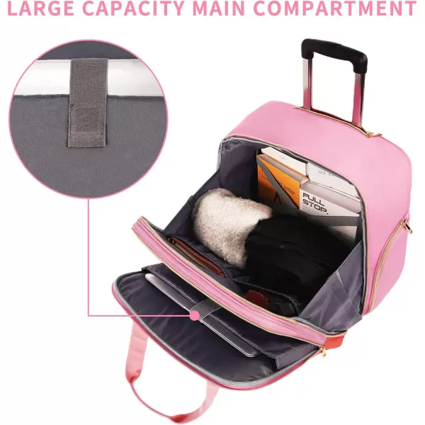 Rolling Briefcase for Women Large Rolling Laptop Bag with Wheels Fits 173 Inch Notebook Gifts for Office Women Water Resistance Teacher Work Computer Travel Carry on Weekender Bags on Wheel PinkPink