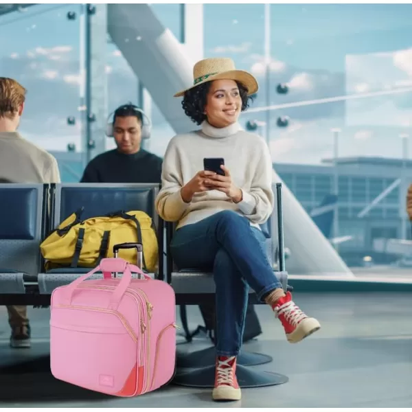Rolling Briefcase for Women Large Rolling Laptop Bag with Wheels Fits 173 Inch Notebook Gifts for Office Women Water Resistance Teacher Work Computer Travel Carry on Weekender Bags on Wheel PinkPink