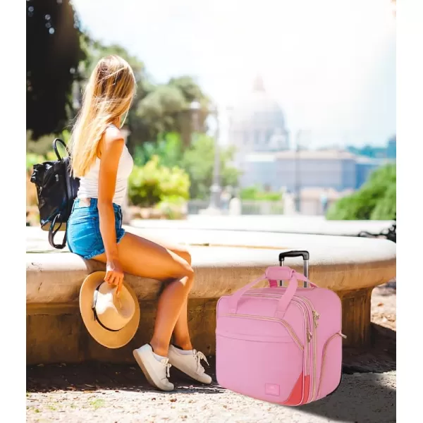 Rolling Briefcase for Women Large Rolling Laptop Bag with Wheels Fits 173 Inch Notebook Gifts for Office Women Water Resistance Teacher Work Computer Travel Carry on Weekender Bags on Wheel PinkPink