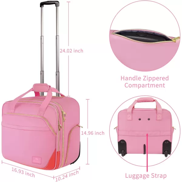 Rolling Briefcase for Women Large Rolling Laptop Bag with Wheels Fits 173 Inch Notebook Gifts for Office Women Water Resistance Teacher Work Computer Travel Carry on Weekender Bags on Wheel PinkPink