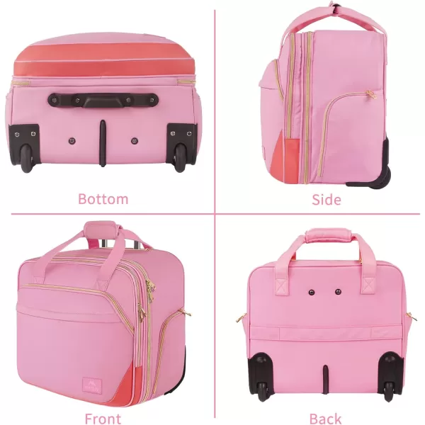 Rolling Briefcase for Women Large Rolling Laptop Bag with Wheels Fits 173 Inch Notebook Gifts for Office Women Water Resistance Teacher Work Computer Travel Carry on Weekender Bags on Wheel PinkPink