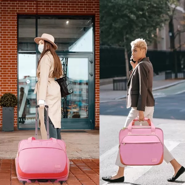 Rolling Briefcase for Women Large Rolling Laptop Bag with Wheels Fits 173 Inch Notebook Gifts for Office Women Water Resistance Teacher Work Computer Travel Carry on Weekender Bags on Wheel PinkPink