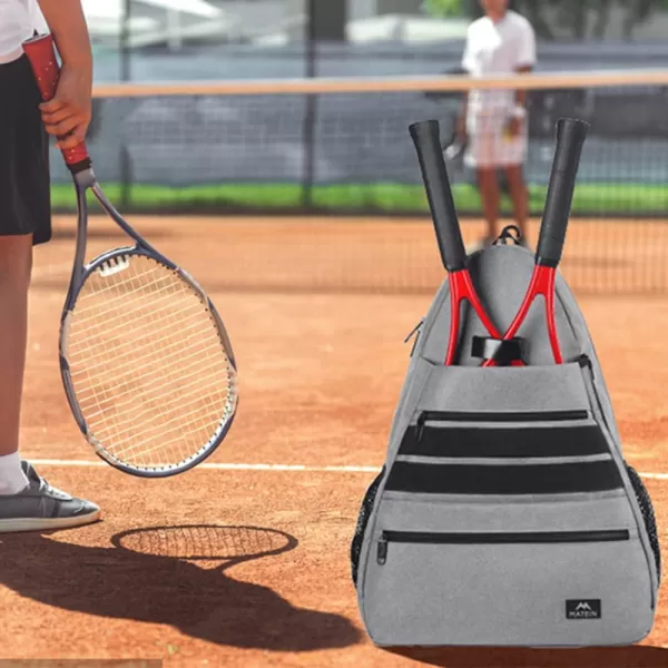 Tennis Bags for Men amp Women Large Waterproof Durable Tennis Backpack with Ventilated Shoe Compartment Hold Tennis Racket Pickleball Paddles Badminton Rackets and Balls Accessories Tennis Gift BagsGrey
