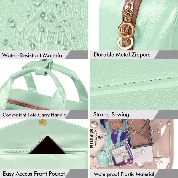 Toiletry Bag for Women Hanging Travel Makeup Bag Large Waterproof Cosmetic Toiletries Bags Travel Organizer Full Sized Container with Elastic Band Holders for CosmeticsBrushesBathroomShowerBlackMint Green