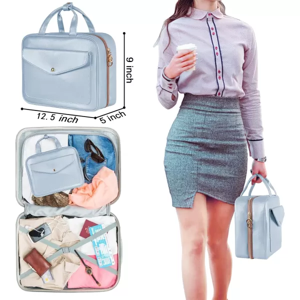 Toiletry Bag for Women Hanging Travel Makeup Bag Large Waterproof Cosmetic Toiletries Bags Travel Organizer Full Sized Container with Elastic Band Holders for CosmeticsBrushesBathroomShowerBlackBlue