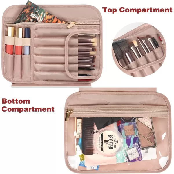 Toiletry Bag for Women Hanging Travel Makeup Bag Large Waterproof Cosmetic Toiletries Bags Travel Organizer Full Sized Container with Elastic Band Holders for CosmeticsBrushesBathroomShowerBlackWine Red