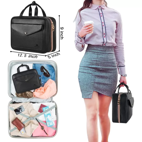 Toiletry Bag for Women Hanging Travel Makeup Bag Large Waterproof Cosmetic Toiletries Bags Travel Organizer Full Sized Container with Elastic Band Holders for CosmeticsBrushesBathroomShowerBlackBlack