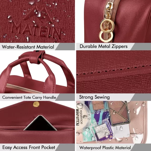Toiletry Bag for Women Hanging Travel Makeup Bag Large Waterproof Cosmetic Toiletries Bags Travel Organizer Full Sized Container with Elastic Band Holders for CosmeticsBrushesBathroomShowerBlackWine Red