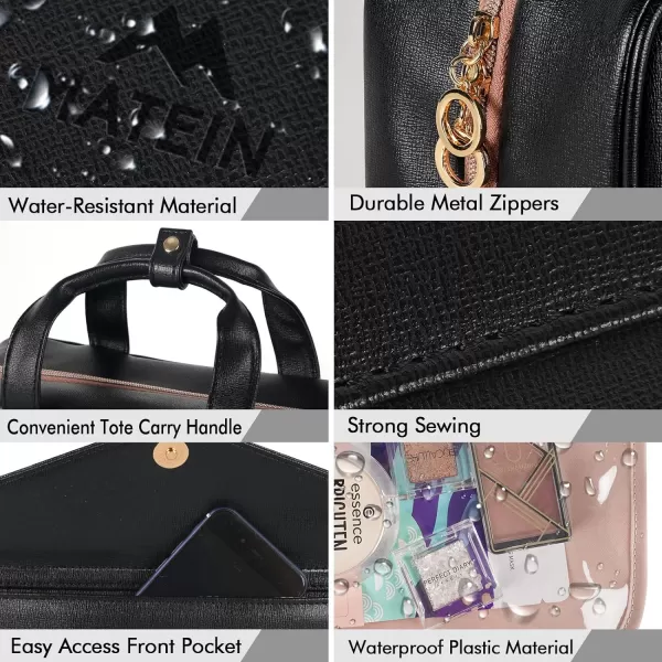Toiletry Bag for Women Hanging Travel Makeup Bag Large Waterproof Cosmetic Toiletries Bags Travel Organizer Full Sized Container with Elastic Band Holders for CosmeticsBrushesBathroomShowerBlackBlack