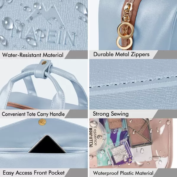 Toiletry Bag for Women Hanging Travel Makeup Bag Large Waterproof Cosmetic Toiletries Bags Travel Organizer Full Sized Container with Elastic Band Holders for CosmeticsBrushesBathroomShowerBlackBlue
