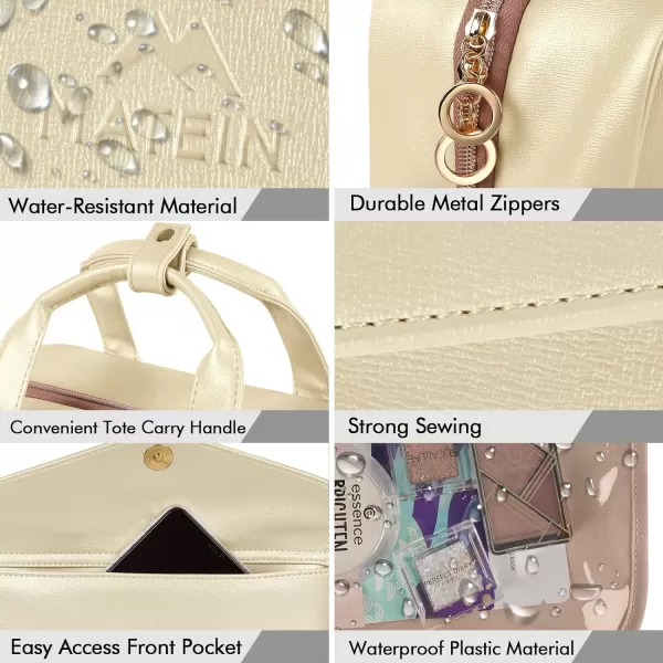 Toiletry Bag for Women Hanging Travel Makeup Bag Large Waterproof Cosmetic Toiletries Bags Travel Organizer Full Sized Container with Elastic Band Holders for CosmeticsBrushesBathroomShowerBlackCreamy White