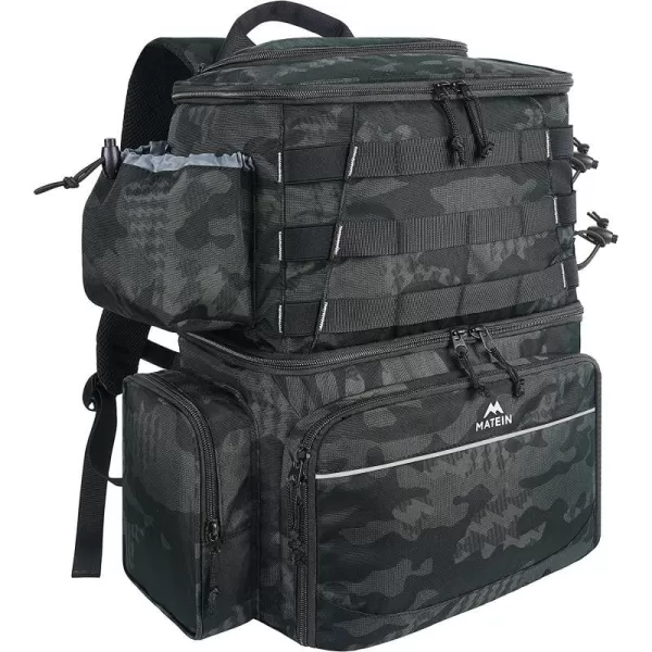 Fishing Tackle Backpack with Cooler MATEIN Large Fishing Bag with Rod Holders for 4 TraysTrays Not included Saltwater Resistant Tackle Bag with Waterproof Bottom for Storage Gear Pole Lures PliersCamouflage