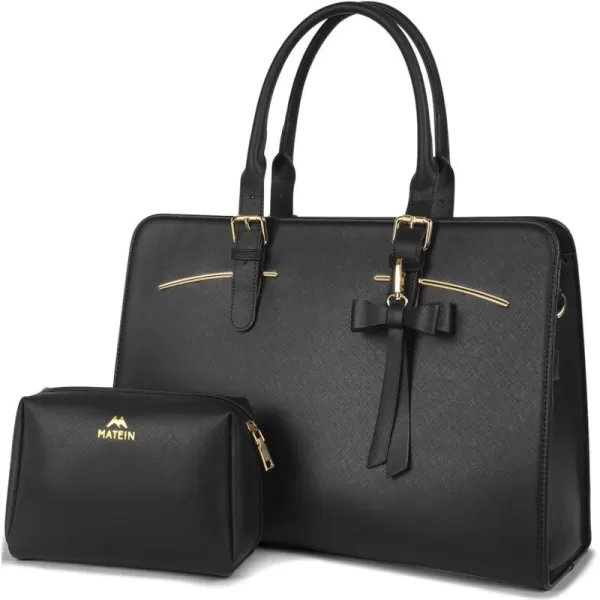 Laptop Tote Bag for Women Large Waterproof PU Leather Work Briefcase with USB Charging Port Casual Computer Shoulder Bag Messenger fits 156 Inch Business Handbag Satchel Purse 2pcs Set BlackBlack156 Inch