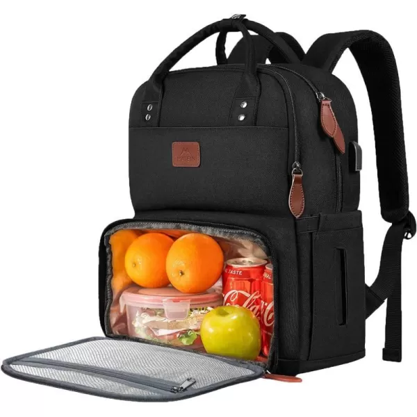 Lunch Backpack for Women Insulated Cooler Backpacks with USB Port 156 inch College School Laptop Bookbag Reusable Water Resistant Tote Food Bag for Work Beach Camping Picnics Hiking Womens Gift17 inch Black