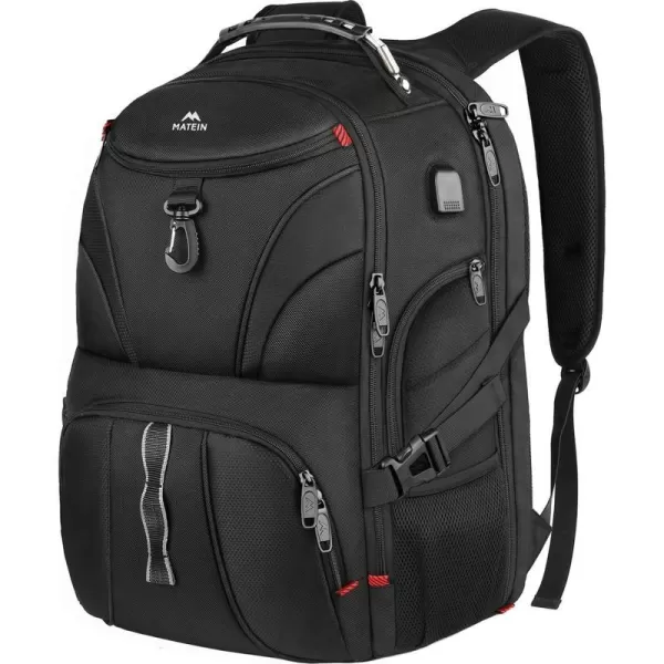 MATEIN Backpack for Men Extra Large Laptop Backpack with USB Port Travel Backpacks for Women Anti Theft College Computer Bag Water Resistant TSA Business Work Rucksack Fit 17 Inch Notebook BlackBlack