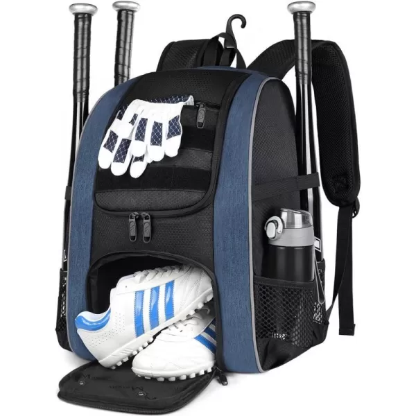 MATEIN Baseball Backpack Lightweight Softball Bag with Shoes Compartment for Men Large Capacity Baseball Bags Gift for Adults with Fence Hook Hold 4 Tee Ball Bats TBall Gear HelmetBlack50L