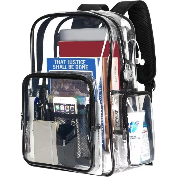 MATEIN Clear Backpack Anti Theft Transparent College Backpack for Women Fits 156 inch LaptopBlack