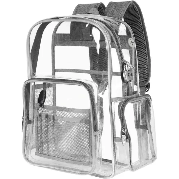MATEIN Clear Backpack Anti Theft Transparent College Backpack for Women Fits 156 inch LaptopGrey