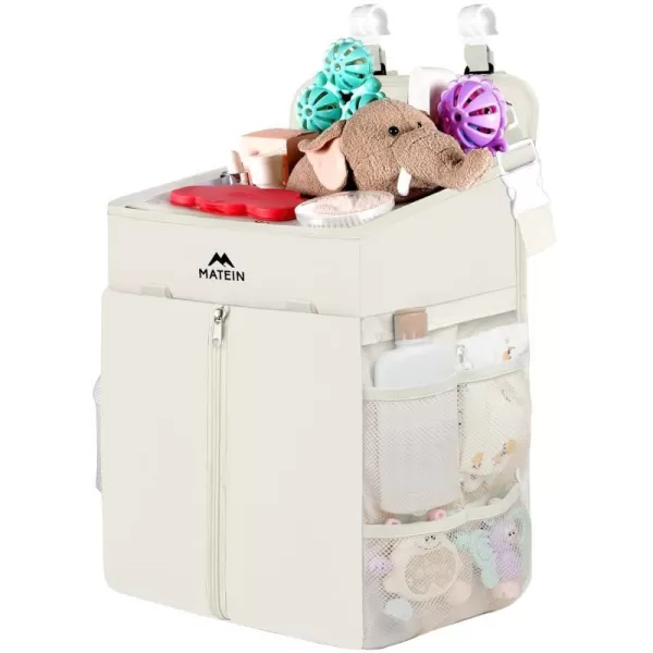 MATEIN Hanging Diaper Caddy Portable Diaper Organizer Stacker Nursery Storage for Changing Table Crib Playard or Baby Bed Stroller  Gifts for New Mom after BirthBeige