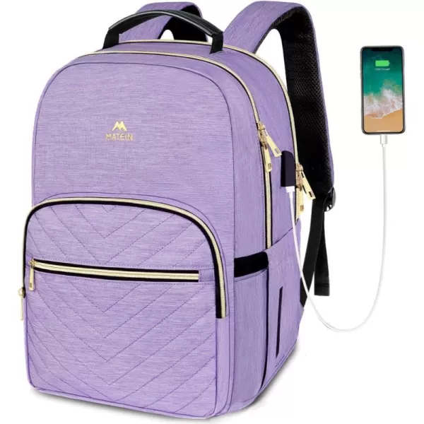 MATEIN Laptop Backpack for Women Anti Theft 156 inch College School Bookbag for Girls with USB Charging Port Water Resistant Stylish Travel Computer Work Backpack with RFID Pocket for Nurse Purple17inch Purple