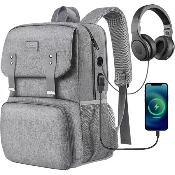MATEIN Lunch Bags for Women Cooler Lunchbox Insulated Work Backpack with USB Charging Port Water Resistant Travel Computer Bag College Daypack Fits 156 Inch Laptop Friendship Gift for Women GreyGrey