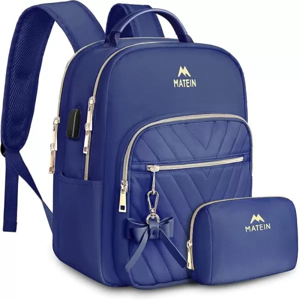 MATEIN Mini Backpack for Women Waterproof Stylish Daypack Purse Shoulder Bag with USB Charging Port Lightweight Small Casual Daily Travel Ladies Gift for Work College 2pcs Sets BlackSmall Blue