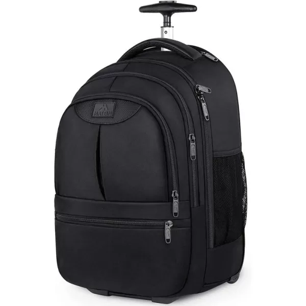 MATEIN Rolling Travel Backpack Durable 17 inch Laptop Backpack with Wheels for Women Men 40L Large Wheeled Backpack Carry on Luggage Water Resistant Roller Computer Bag for Nurse Teacher Work BlackBlack