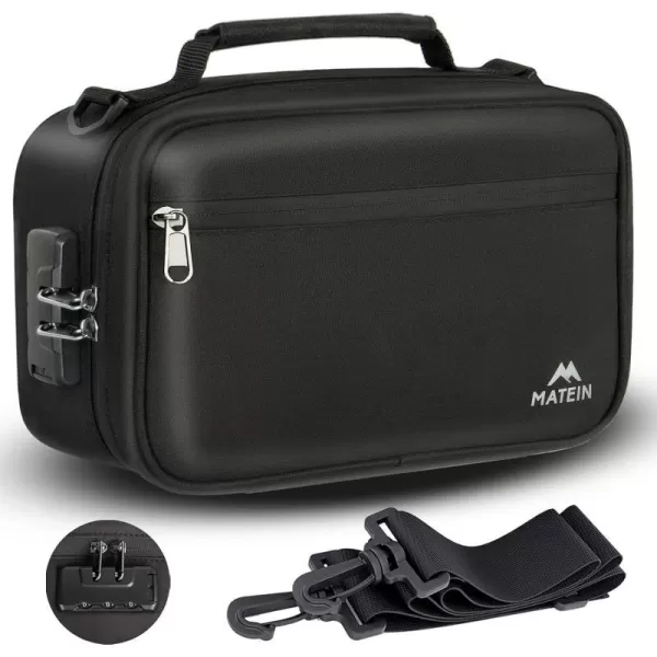 MATEIN Smell Proof Bag Odor Proof Bags Stash Box Container with Combination Lock Travel Storage Case with Detachable Shoulder Strap Scent Proof Bag Gifts for Men amp WomenBlack