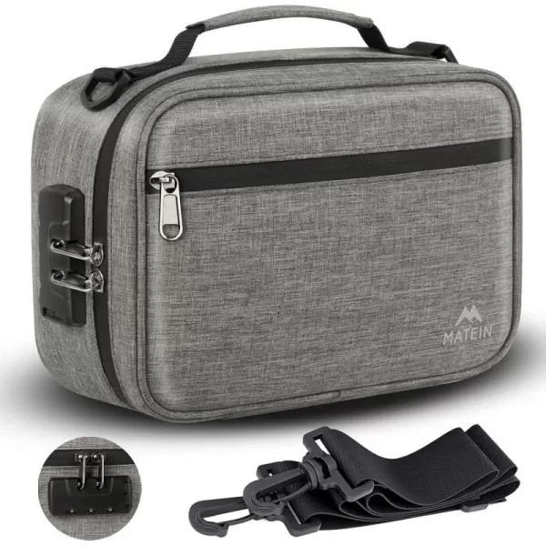 MATEIN Smell Proof Bag Odor Proof Bags Stash Box Container with Combination Lock Travel Storage Case with Detachable Shoulder Strap Scent Proof Bag Gifts for Men amp WomenGrey
