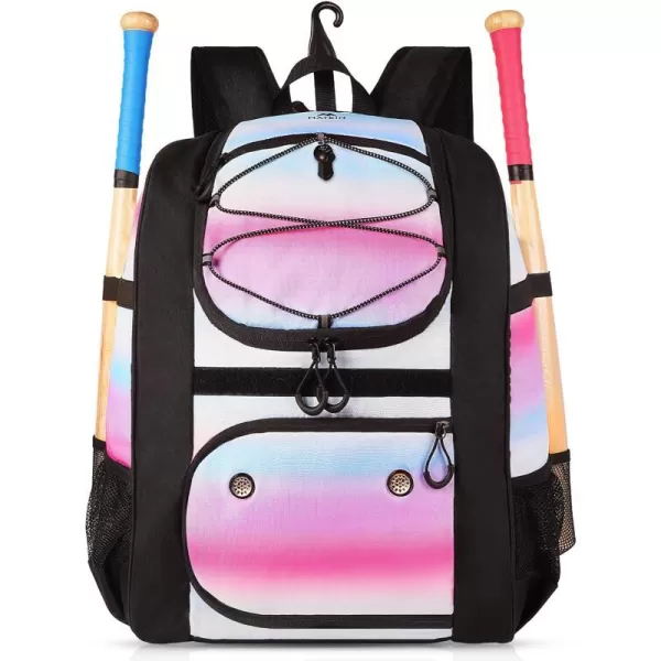 MATEIN Softball Bag Lightweight Baseball Bat Backpack with Shoe Compartment Baseball Bag with Fence Hook for TBall Bat amp Equipment Softball Gift Catchers Bags for Women Fit Batting Glove HelmetPink  Large