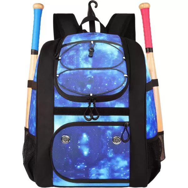 MATEIN Softball Bag Lightweight Baseball Bat Backpack with Shoe Compartment Baseball Bag with Fence Hook for TBall Bat amp Equipment Softball Gift Catchers Bags for Women Fit Batting Glove HelmetGalaxy Blue  Large