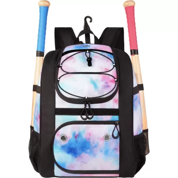 MATEIN Softball Bag Lightweight Baseball Bat Backpack with Shoe Compartment Baseball Bag with Fence Hook for TBall Bat amp Equipment Softball Gift Catchers Bags for Women Fit Batting Glove HelmetTiedye