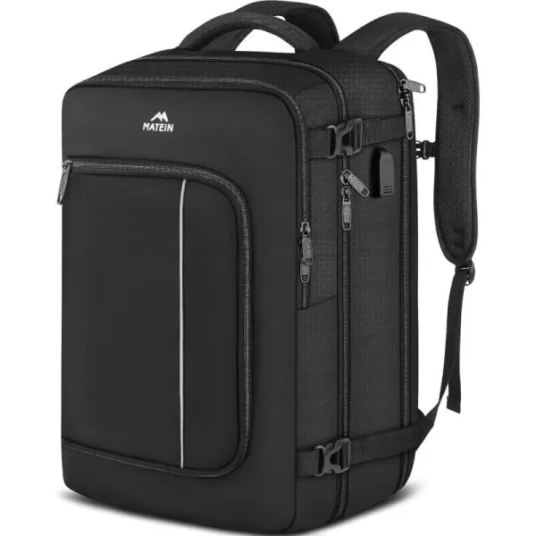 MATEIN Travel Backpack Airline Approved 40L Large Underseat Carry on Backpack for Men amp Women with 17 inch Laptop Compartment amp Shoe Bag for Airplane Flight Luggage Personal Item BlackBlack