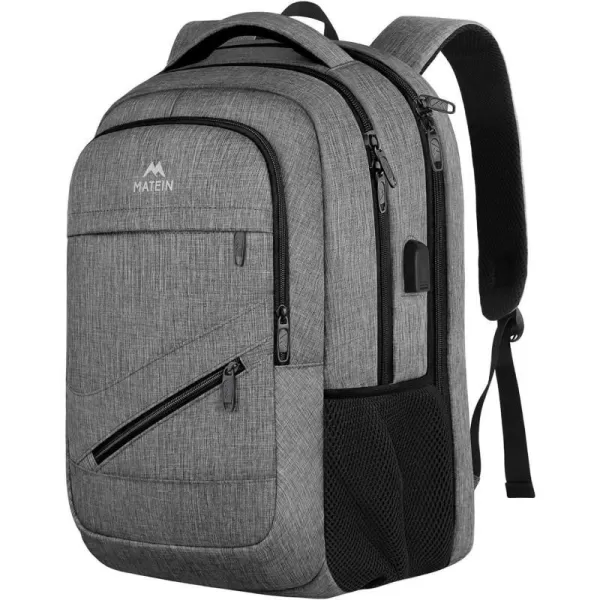 MATEIN Travel Laptop Backpack 17 inch Business Flight Approved Carry On Backpack TSA Large Travel Backpack for Women Men with USB Charger Port and Luggage Sleeve Durable College Rucksack Grey184 Inch Grey