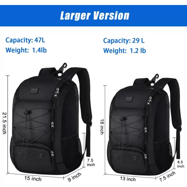 MATEIN Baseball Backpack Softball Bat Bag with Shoes Compartment for Youth Boys and Adult Lightweight Baseball Bag with Fence Hook Hold TBall Bat Batting Mitten Helmet Caps Teeball GearBlack47L