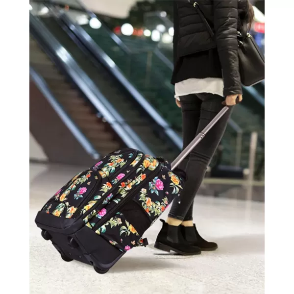 MATEIN Rolling Backpack 17 inch Water Resistant Wheeled Laptop Backpack Carry on Luggage Business Bag Overnight College Computer Backpack Trolley Suitcase for Men Women Adults to Travel Black17inch Floral