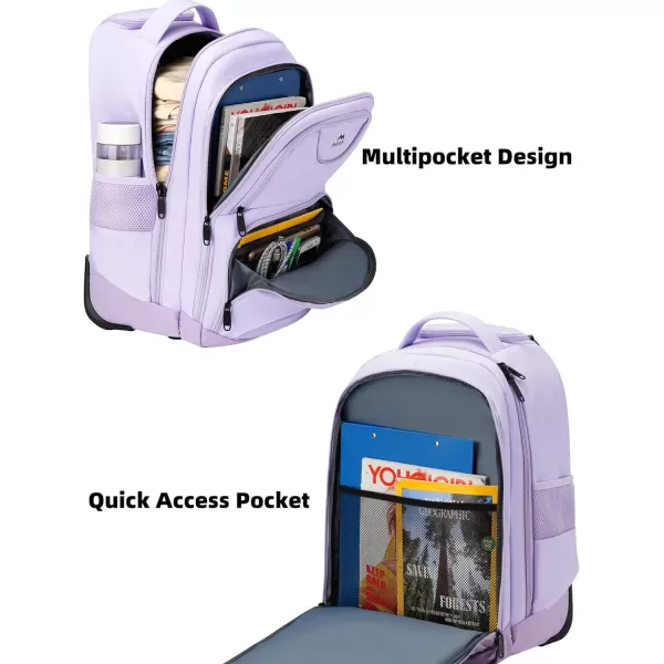 MATEIN Rolling Backpack 17 inch Water Resistant Wheeled Laptop Backpack Carry on Luggage Business Bag Overnight College Computer Backpack Trolley Suitcase for Men Women Adults to Travel Black17inch Purple