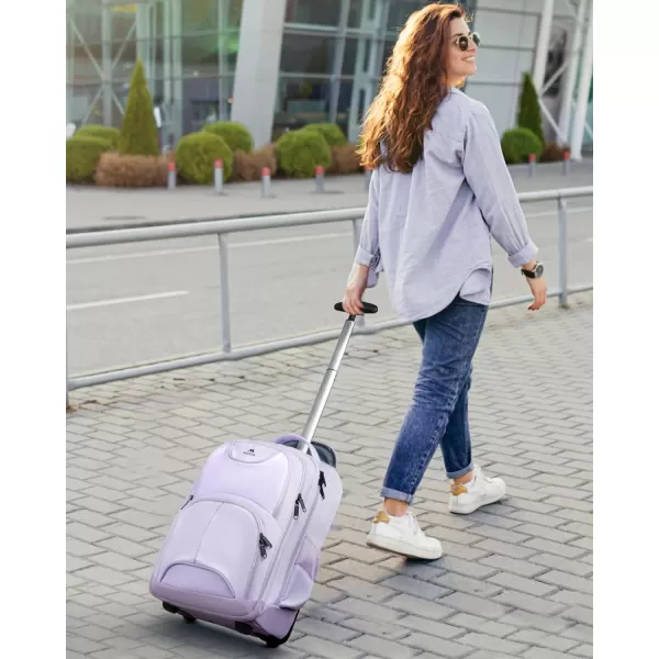 MATEIN Rolling Backpack 17 inch Water Resistant Wheeled Laptop Backpack Carry on Luggage Business Bag Overnight College Computer Backpack Trolley Suitcase for Men Women Adults to Travel Black17inch Purple