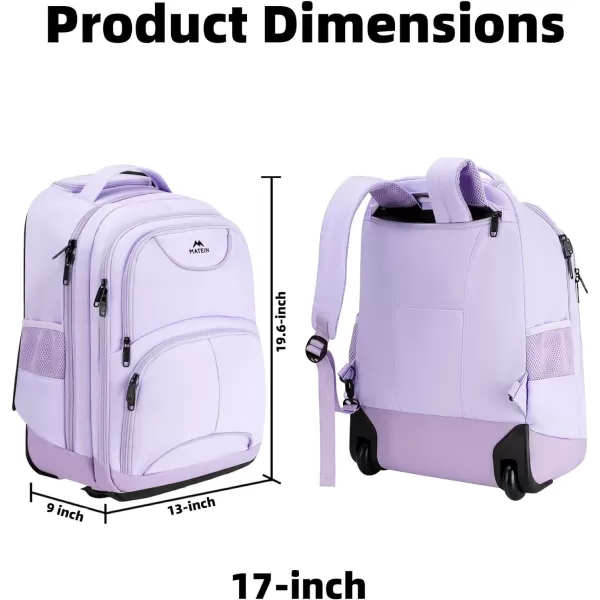 MATEIN Rolling Backpack 17 inch Water Resistant Wheeled Laptop Backpack Carry on Luggage Business Bag Overnight College Computer Backpack Trolley Suitcase for Men Women Adults to Travel Black17inch Purple
