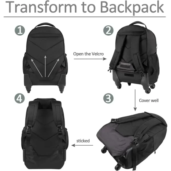 MATEIN Rolling Backpack with 4 Wheels 17 Inch Travel Laptop Backpack for Women Men Large Wheeled Backpacks Water Resistant Business Carry on Bag Airline Approved College Luggage Suitcase Bag BlackBlack 17 inch