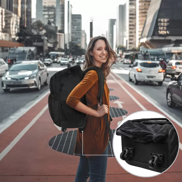 MATEIN Rolling Backpack with 4 Wheels 17 Inch Travel Laptop Backpack for Women Men Large Wheeled Backpacks Water Resistant Business Carry on Bag Airline Approved College Luggage Suitcase Bag BlackBlack 17 inch