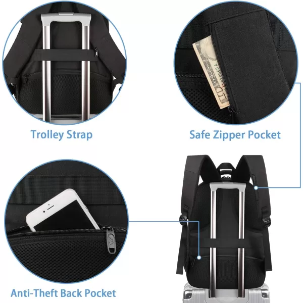 Travel Backpack for Men Expandable Laptop Backpack with USB Charging Port Large Anti Theft Business Computer Bag Water Resistant College School Bookbag Gift for Men Women Fit 156 Inch laptop Black17 inch Deep Black