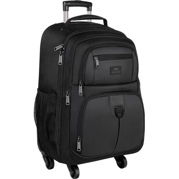 MATEIN Rolling Backpack with 4 Wheels 17 Inch Travel Laptop Backpack for Women Men Large Wheeled Backpacks Water Resistant Business Carry on Bag Airline Approved College Luggage Suitcase Bag BlackBlack 17 inch