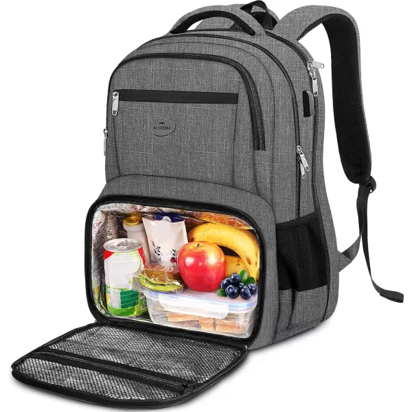 MATEIN 17 Inch Laptop Backpack TSA Large Travel Backpack with Lunch Box AntiTheft Work Business Carry On with USB Port Water Resistant Sturdy College Computer Backpack for Men WomenGrey
