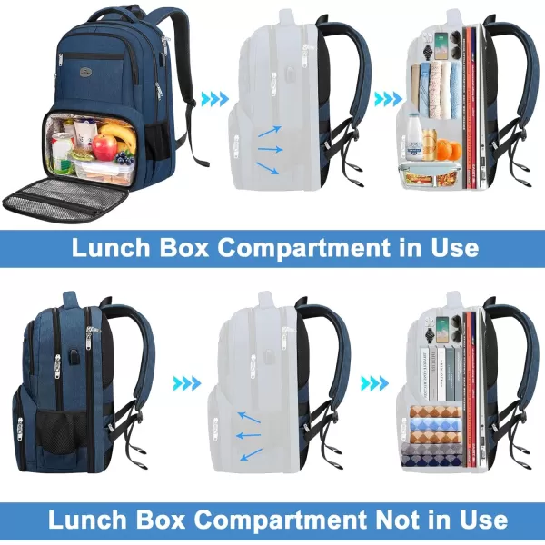 MATEIN 17 Inch Laptop Backpack TSA Large Travel Backpack with Lunch Box AntiTheft Work Business Carry On with USB Port Water Resistant Sturdy College Computer Backpack for Men WomenBlue
