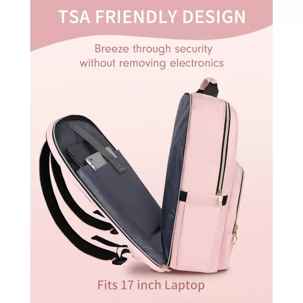 MATEIN 17 Inch Laptop Backpack for Women Pink Travel Backpack Personal Item Size TSA Approved with Luggage Strap and USB Charging Hole Water Resistant Extra Large Computer Bag for Nurse Work