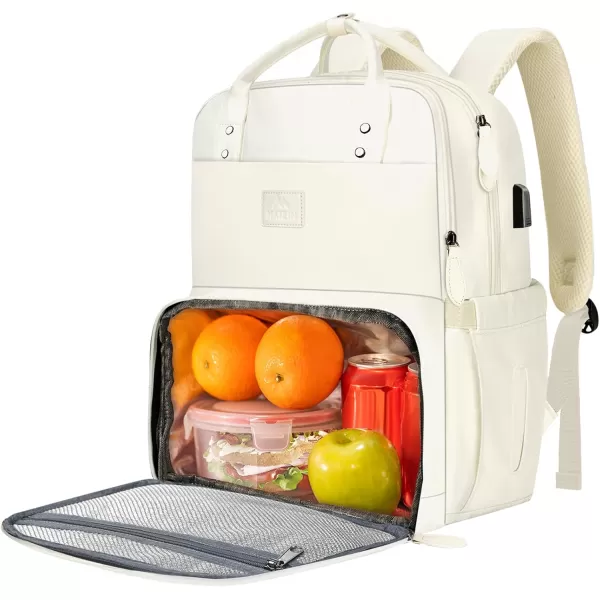 MATEIN 17 Inches Lunch Backpack Extra Large Lunch Box with Insulated Cooler Compartment Water Resistant Laptop Backpack with USB Charging Port for College Work Picnic BeachesBeige