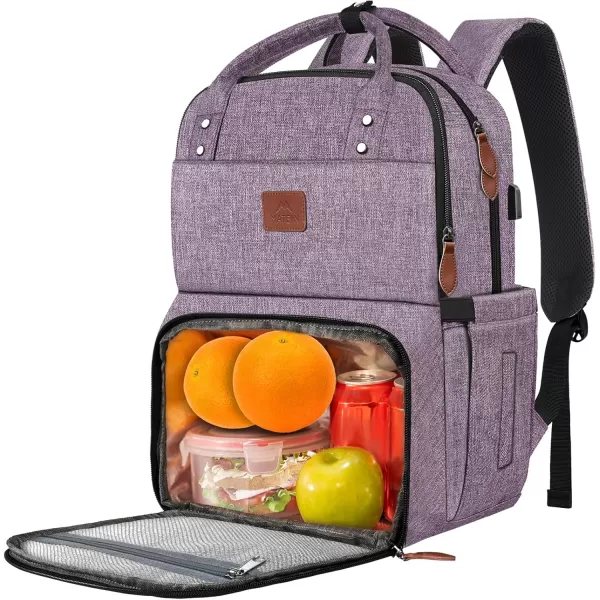 MATEIN 17 Inches Lunch Backpack Extra Large Lunch Box with Insulated Cooler Compartment Water Resistant Laptop Backpack with USB Charging Port for College Work Picnic BeachesPurple