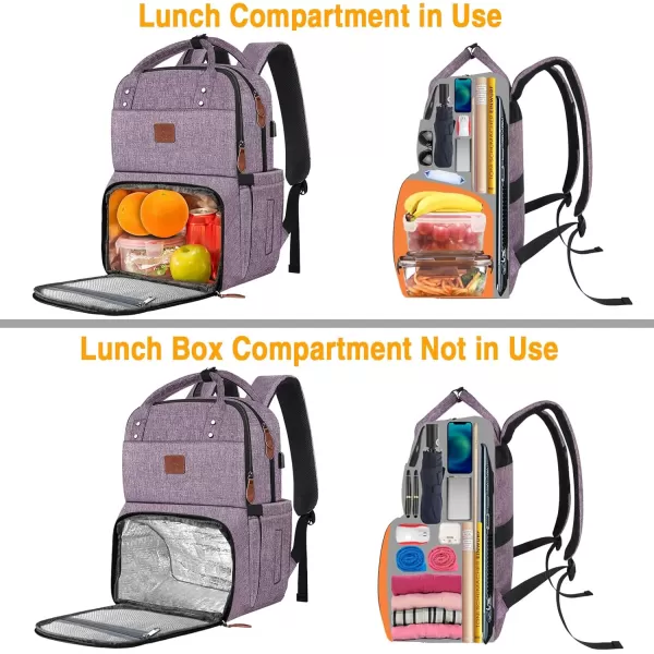 MATEIN 17 Inches Lunch Backpack Extra Large Lunch Box with Insulated Cooler Compartment Water Resistant Laptop Backpack with USB Charging Port for College Work Picnic BeachesPurple